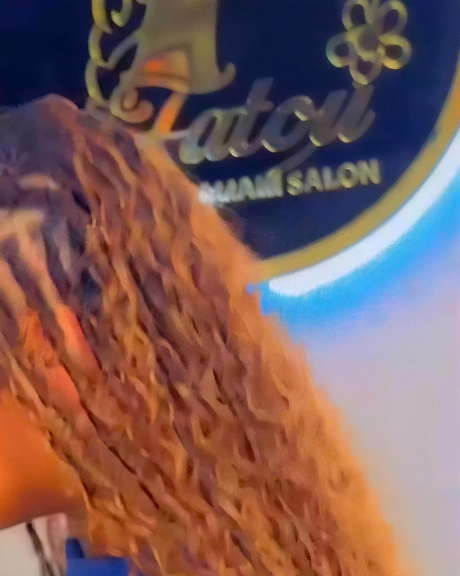 Copper braids with crimped texture, close detail