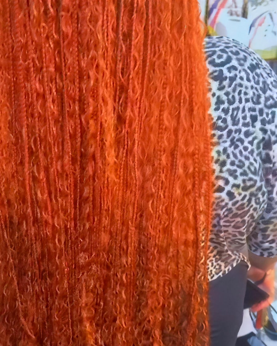 Full length copper braids with crimped texture